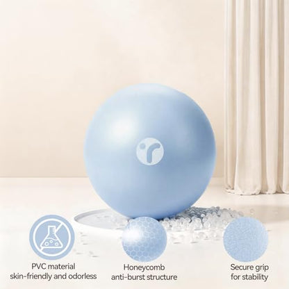 Mini Pilates Ball with Pump, Anti-Burst Yoga Ball - color: Blue