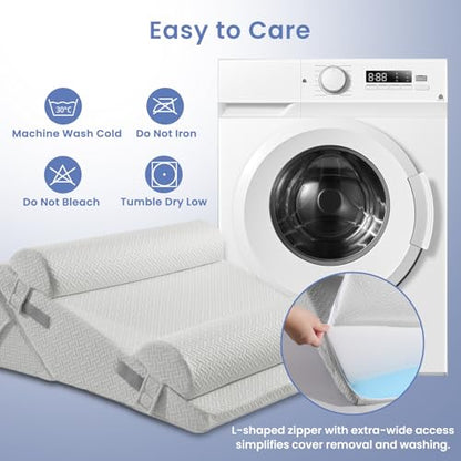 Sasttie Adjustable Wedge Pillow Set for After Surgery, Light Grey - color: Light Grey, size: Adjustable 9&12 Inch + 2 Head Pillows