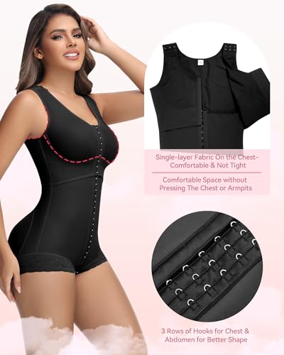 SHAPSHE Fajas Colombianas Moldeadoras Full Body Shaper Postpartum Shapewear - color: Black, size: Medium