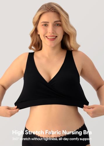 HBselect Maternity Nursing Sleep Bra for Breastfeeding Wireless Bralette - color: I-back-black/Gray/White, size: Small