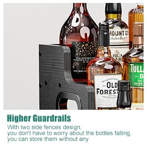 KLM Liquor Bottle Display Shelf, Coffee Syrup Rack Organizer,Black