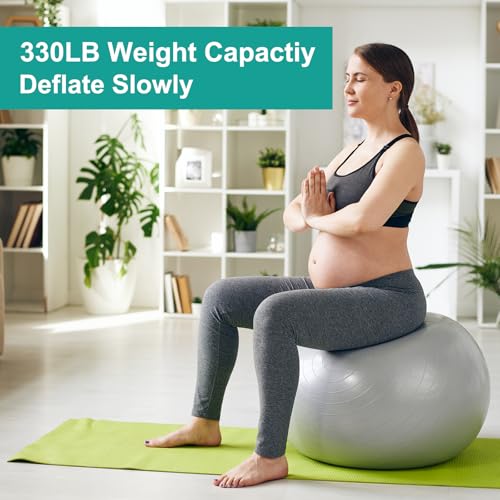 Yoga Ball, Exercise Ball Anti‑Slip Stability Pilates - color: Grey, size: 29.5"