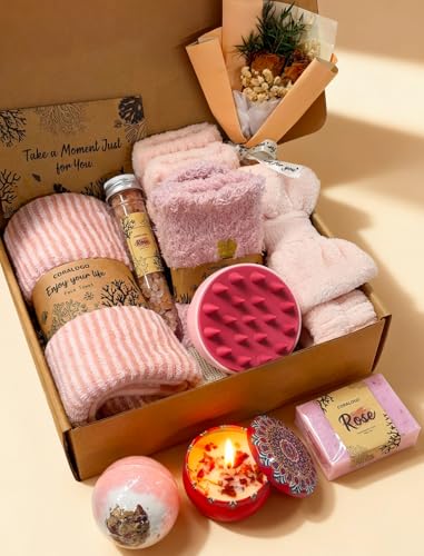 11pcs Natural Pampering Spa Gift Baskets for Women, Rose - color: Rose
