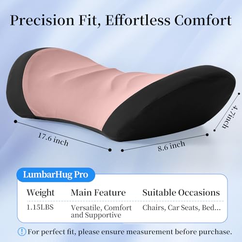 Memory Foam Lumbar Support Pillow for Office Chair and Car - color: A-black With Pink