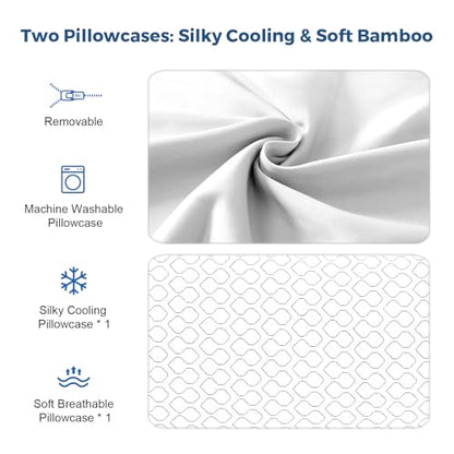 Rainmr Queen Size Bed Pillow for Sleeping Shredded Memory Foam Adjustable Loft Pillows with Cooling Washable Pillow Case, 20x30 inches (White, Queen 1-Pack) - size: 20x30 IN