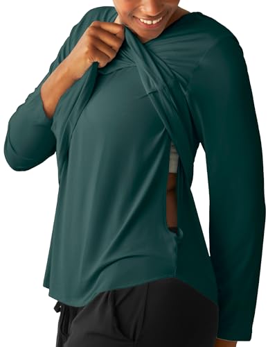 Kindred Bravely Everyday Nursing & Maternity Long Sleeve T-Shirt - color: Evergreen, size: Medium