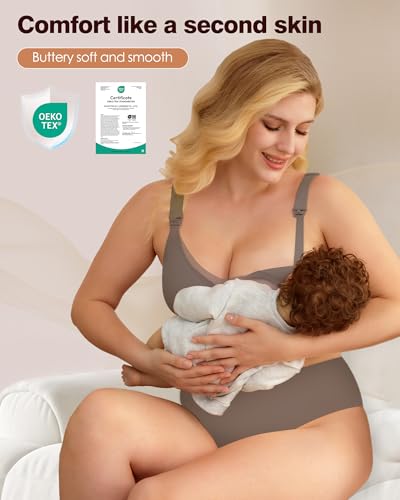 As Fairy Nursing Bras for Breastfeeding Mesh Lace Seamless Maternity Bra Pregnancy Sleep Wireless Bralette - color: Grey, size: Large
