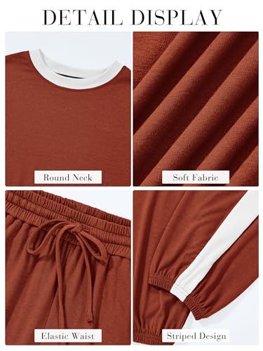 MASCOMODA Womens 2 Piece Outfits Summer Matching Lounge Sets Jogger Set - color: Brick Red, size: Medium