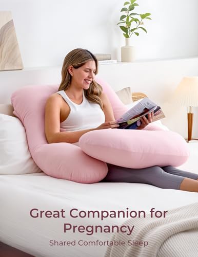 Momcozy Pregnancy Pillow for Sleeping - U Shaped Full Body Maternity Pillow - color: Pink