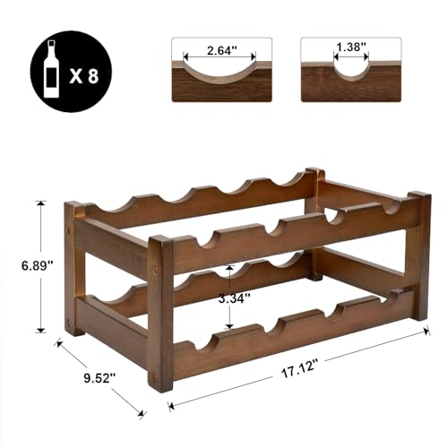 Bamboo Wine Rack, 2-Tier 8 Bottles Wine Storage Cabinet Shelf - color: 2 Tiers Walnut, size: 6.89 in