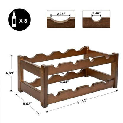 Bamboo Wine Rack, 2-Tier 8 Bottles Wine Storage Cabinet Shelf - color: 2 Tiers Walnut, size: 6.89 in