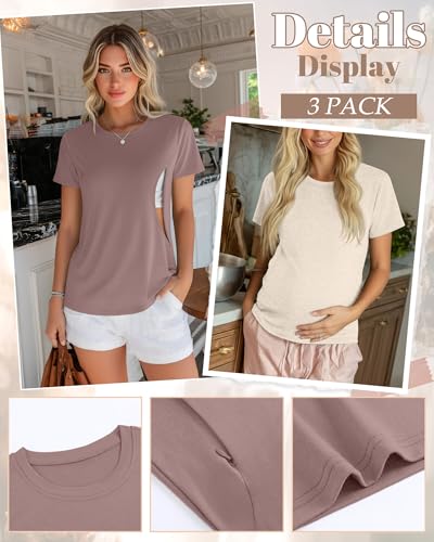 Oakgarden 4 Pack Nursing Breastfeeding Shirts - color: Cream, Dusty Purple, Light Gray, Black, size: Medium