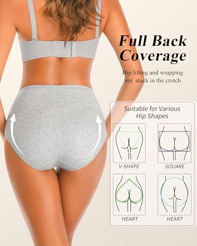 Annenmy High Waisted Womens Underwear Cotton Underwear Full Coverage Briefs Stretch Breathable Ladies Panties 5 Pack - color: Multicolor, size: Large