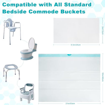 Commode Liners with Absorbent Pads, 60 Bedside Commode Liners and 60 Pads - size: 21*16in-60+60