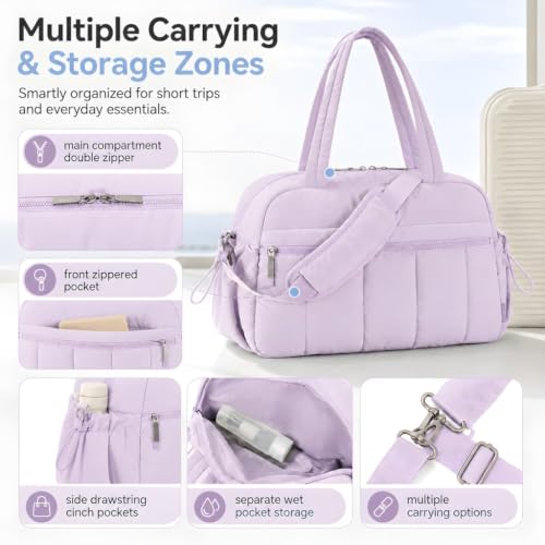 Duffle Bag Gym Bag, Personal Items Bag, Overnight Weekender - color: puffy purple