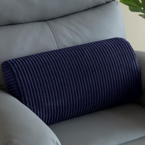 HIGOGOGO Lumbar Support Pillow for Recliner Chair/Accent Chair/Couch, Memory Foam Back Support Cushion for Elderly, Recliner Cushions for Back Rest, Pain Relief, Reading, Washable Cover, Navy - color: Navy, size: 20"x10"x4"