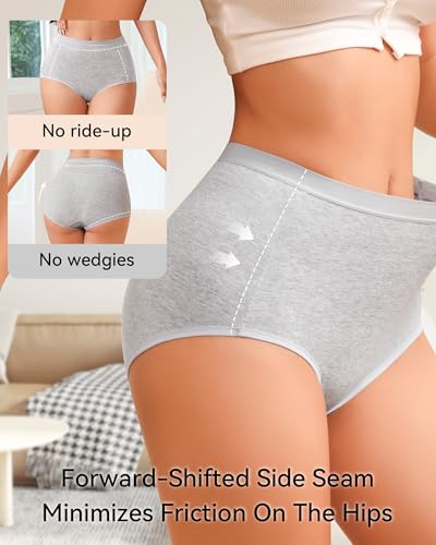 Annenmy High Waisted Panties Women's Cotton Underwear Full Coverage Briefs Soft Breathable Stretch Briefs Regular & Plus Size - color: Multicolor-1, size: Large