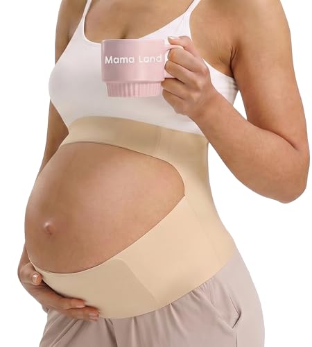 Mama Land Pregnancy Belly Band, One-Piece Maternity Support Belt - color: Beige, size: Medium