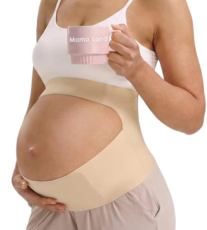 Mama Land Pregnancy Belly Band, One-Piece Maternity Support Belt - color: Beige, size: X-Large