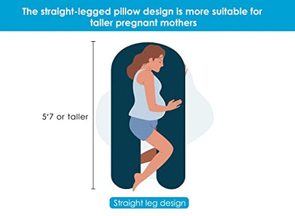 QUEEN ROSE Extra Long U Shaped Pregnancy Pillow and Extra Pillowcase Grey