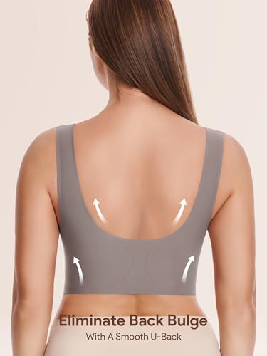 Wireless Front Close Bras for Women, Jelly Post Surgery Push Up Bralettes - color: Coffee, size: Large