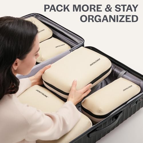 Aerotrunk Ultralight Compression Packing Cubes for Travel, 6-Pack, Mocha - color: Mocha, size: 6-Pack