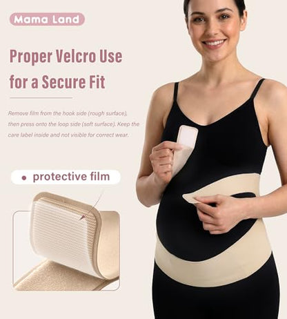 Mama Land Pregnancy Belly Band, One-Piece Maternity Support Belt - color: Beige, size: Medium