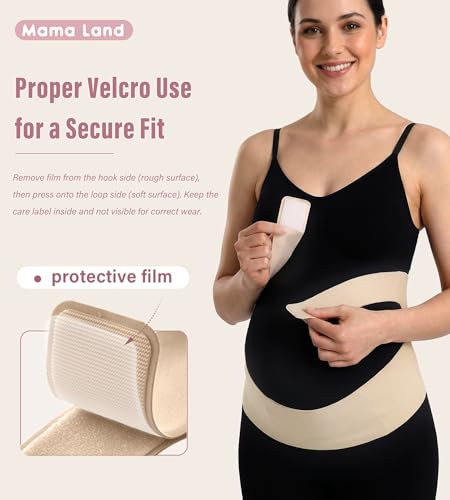 Mama Land Pregnancy Belly Band, One-Piece Maternity Support Belt - color: Beige, size: X-Large