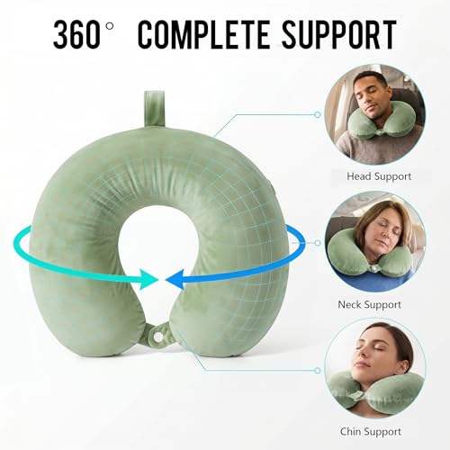 Travel Neck Pillow for Airplane with Pure Memory Foam(Teal) - color: Teal