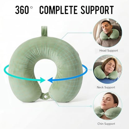 Travel Neck Pillow for Airplane with Pure Memory Foam(Teal) - color: Teal