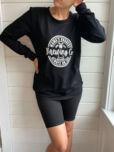 Women Maternity Nursing Sweatshirt Mama's Boobery Hidden Zipper Hoodies - color: Black, size: Medium