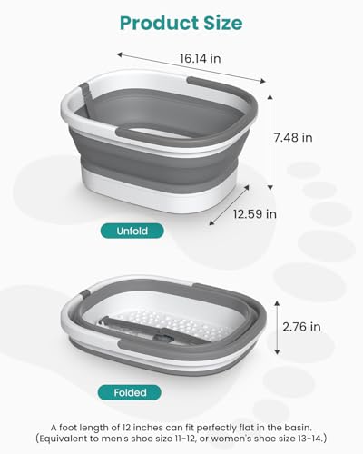 Nekteck Collapsible Foot Soaking Tub for Foot Bath Soak Foot Spa, Grey - color: Grey