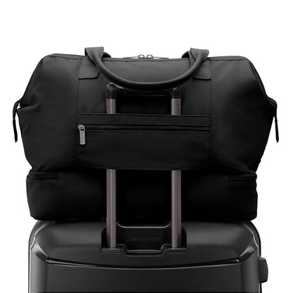 Samsonite Better Than Basics Weekender Duffle – Drop Bottom Travel Bag with 14” Laptop Compartment, SmartSleeve™ Trolley Strap, Adjustable Shoulder Strap, Durable RPET Lining, Black - color: Black