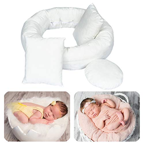 White Newborn Posing Pillow Set Donut Photo Props for 0-3 Months