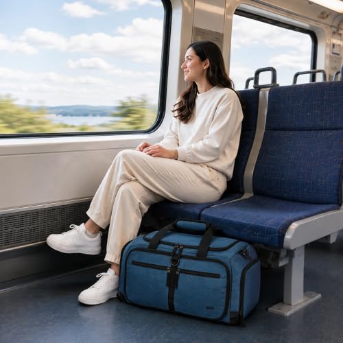 MIER Packable Travel Duffle Bag with Shoe Compartment, 50L, Dark Blue - color: Dark Blue, size: 50L