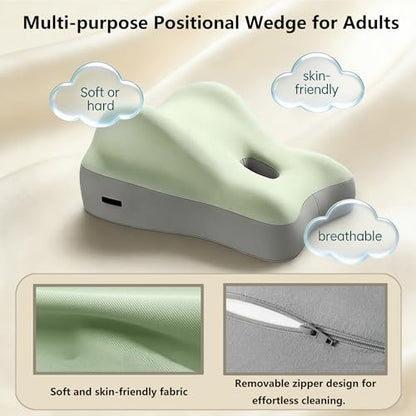 Memory Foam Wedge Pillow for Couples – 2 Firmness Levels, Intimate Support - color: Beige-soft Style