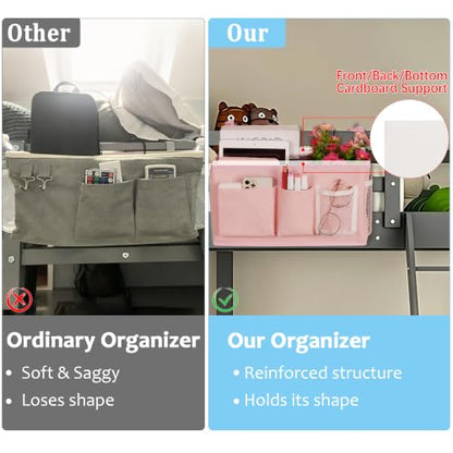 Lilithye Bedside Caddy, Bedside Storage Bag Hanging Organizer for Bunk Bed - color: 1pc New Pink-1