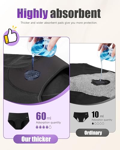 TANSTC Period Underwear for Women Heavy Flow - color: Black, size: Large