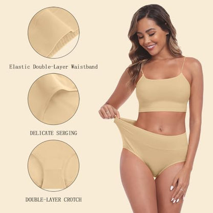 IWOLLENCE Womens Cotton Postpartum Underwear High Waisted Full Coverage Panties Plus Size & Regular - color: Nude-5pack, size: Large