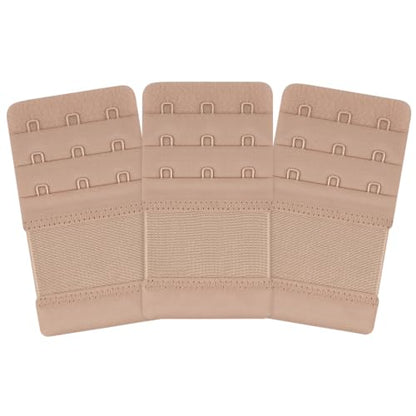 Meliya Women's Bra Extenders 3 Hook, Comfortable Soft Stretchy Back Bra Extension Strap - color: Deep Skin Color