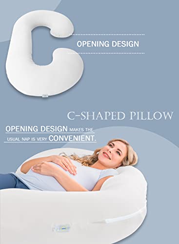 INSEN Pregnancy Body Pillow,Full Body Pillow,C Shaped Full Body Pillow with Removable White Cotton Cover
