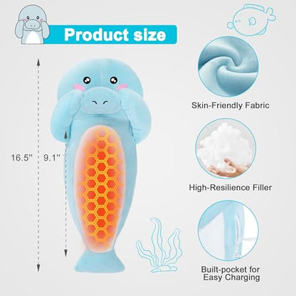Manatee Heating Pad Plush, USB Electric Ocean Animal Warmer for Women - color: Light Blue Manatee Heating Pad