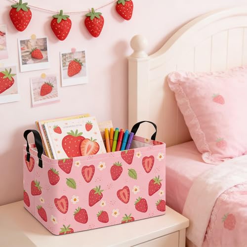 Rectangular Collapsible Storage Basket Toy Organizer Flower Strawberry - color: Rec Flower Strawberry