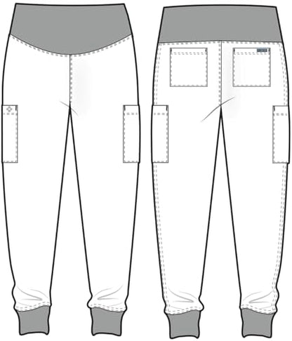 Med Couture Touch Maternity Jogger Scrub Pants for Women with 4 Pockets - color: Ciel, size: X-Small Petite