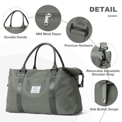 Travel Duffel Bags for Women,Carry-On Weekender Overnight Bag - color: Olive Green, size: Extra Large