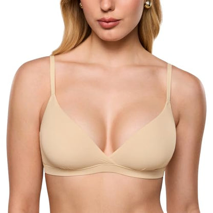 INLYRIC Women's Triangle Bralette Unlined - color: Light Oatmeal, size: Small