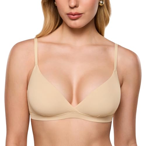 INLYRIC Women's Triangle Bralette Unlined - color: Light Oatmeal, size: Medium