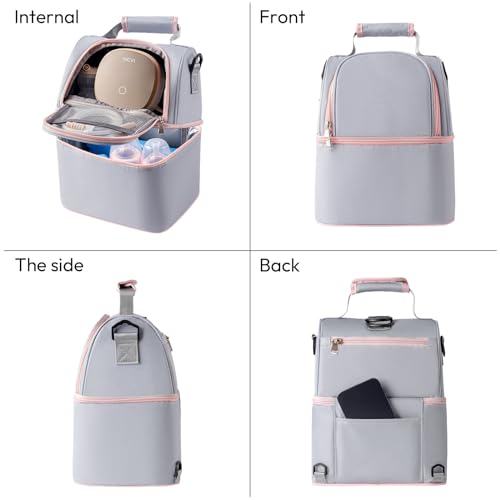 NCVI Breast Pump Backpack, Double Layer Removable, for Spectra/Medela - color: Grey