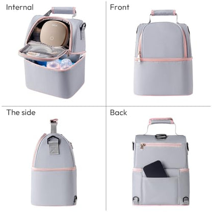 NCVI Breast Pump Backpack, Double Layer Removable, for Spectra/Medela - color: Grey