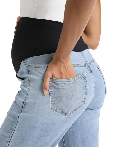 Foucome Women's Maternity Jeans Straight Leg - color: Light Blue, size: XX-Large